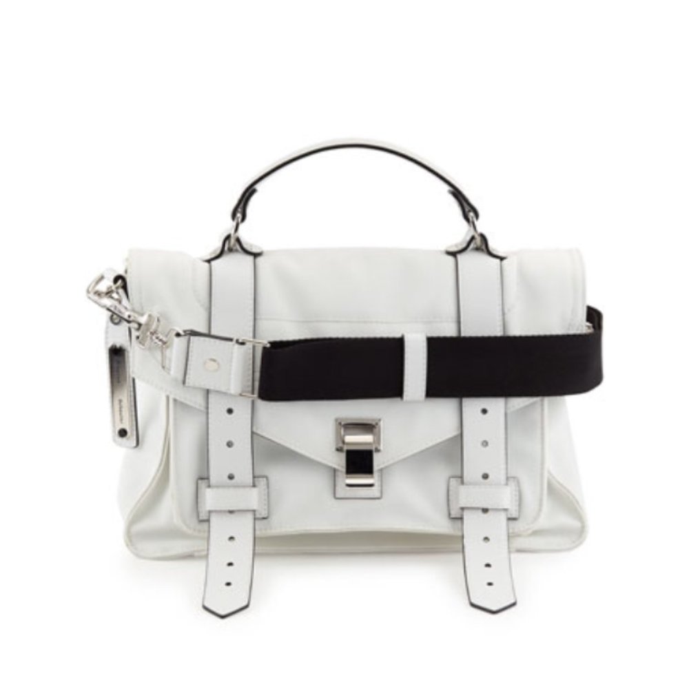 Proenza Schouler PS1 Nylon Satchel Bag Optic White